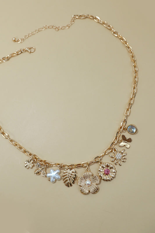 Flower Leaf Bee Butterfly Charm Necklace