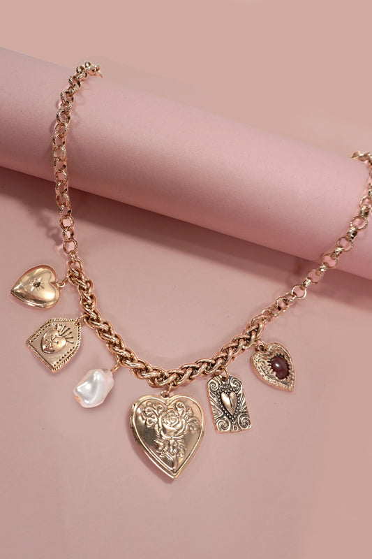 Lockets Hearts Pearl Necklace