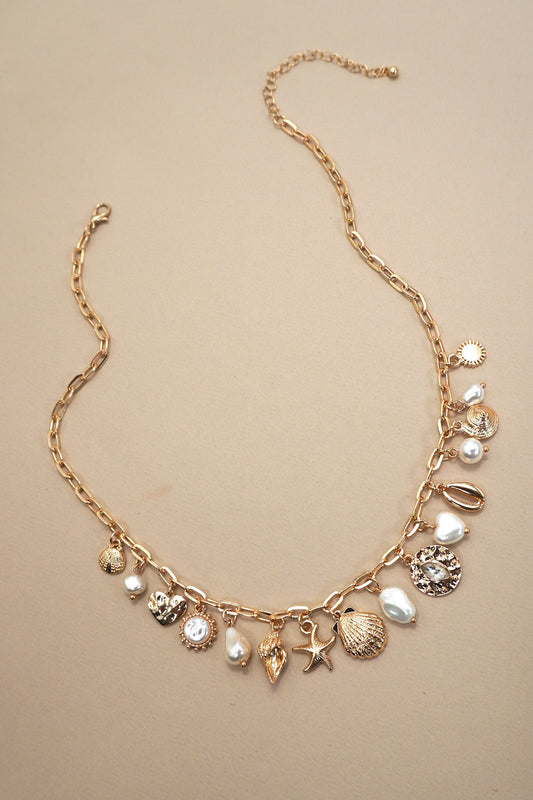 Charm Necklace-sea Shell Starfish Pearl Charm