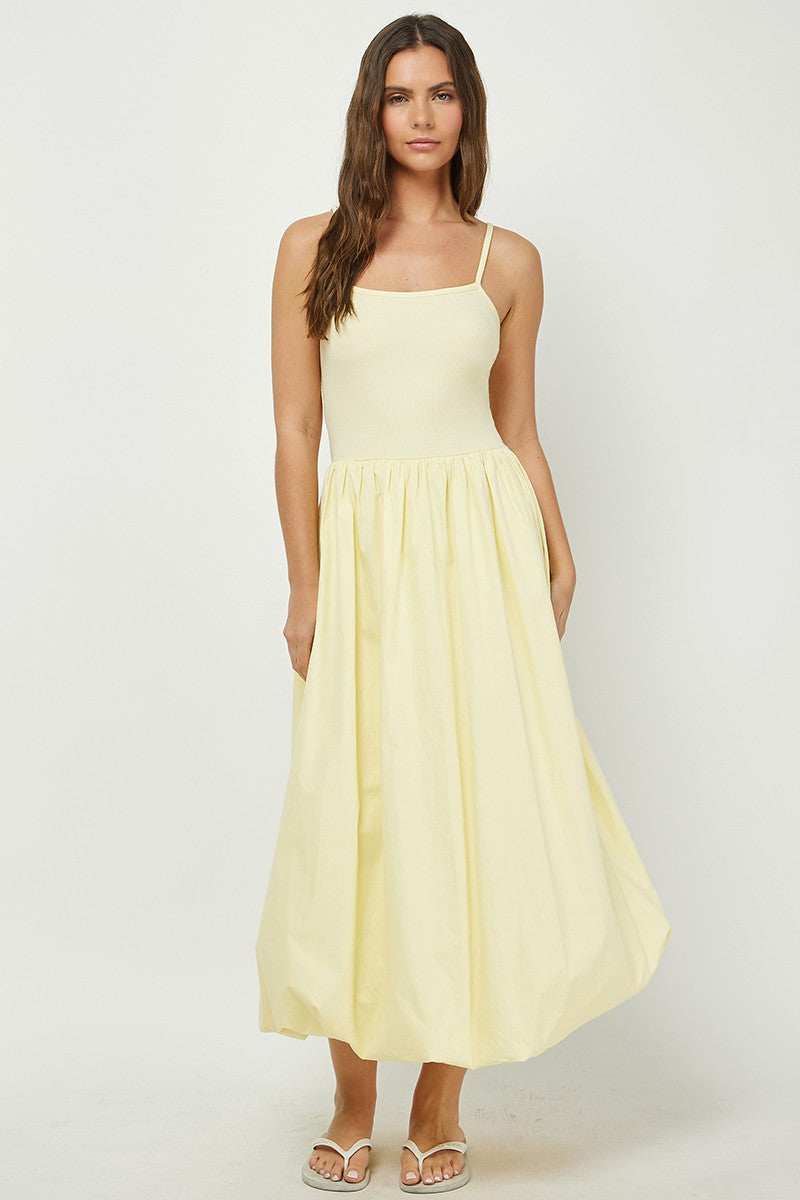 Contrast Ribbed Cami W Bubble Maxi Dress