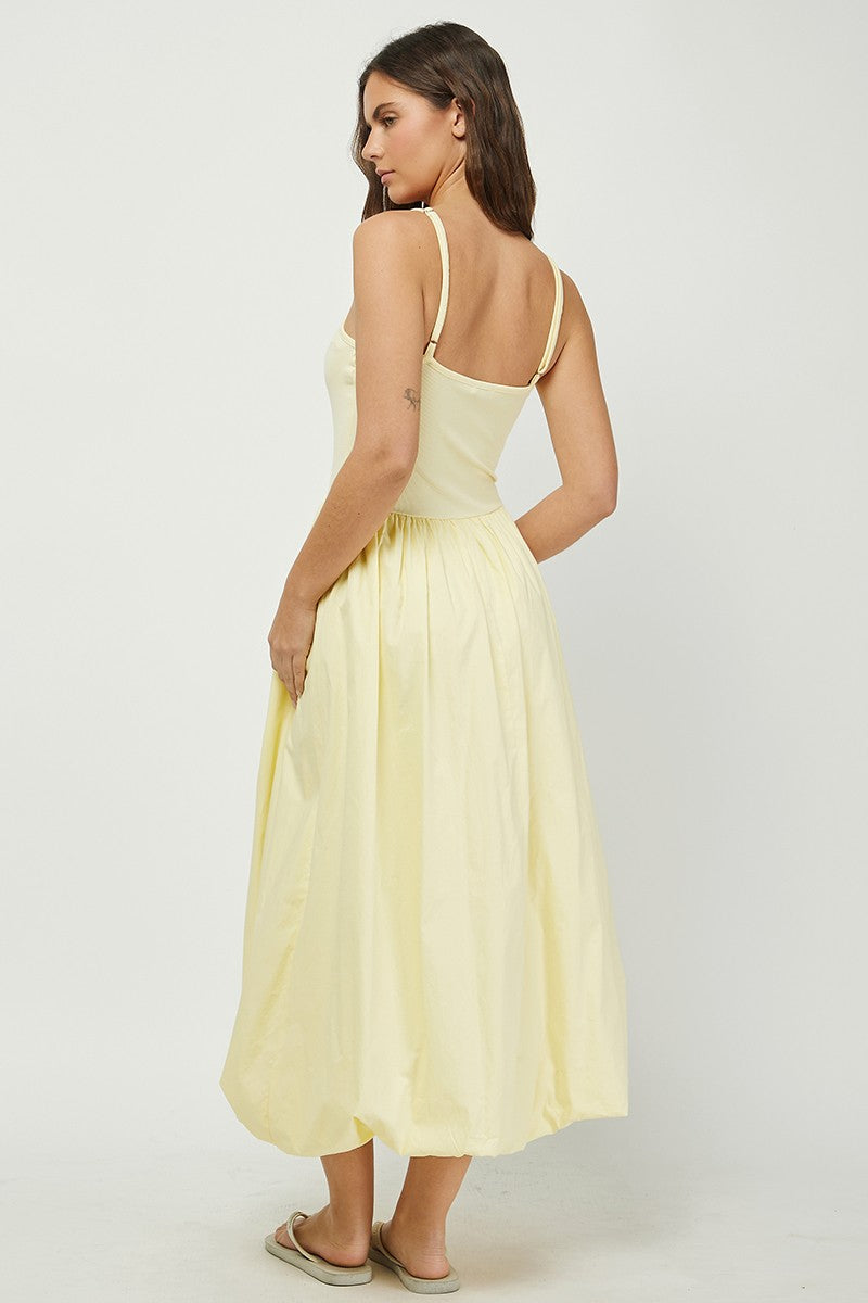 Contrast Ribbed Cami W Bubble Maxi Dress