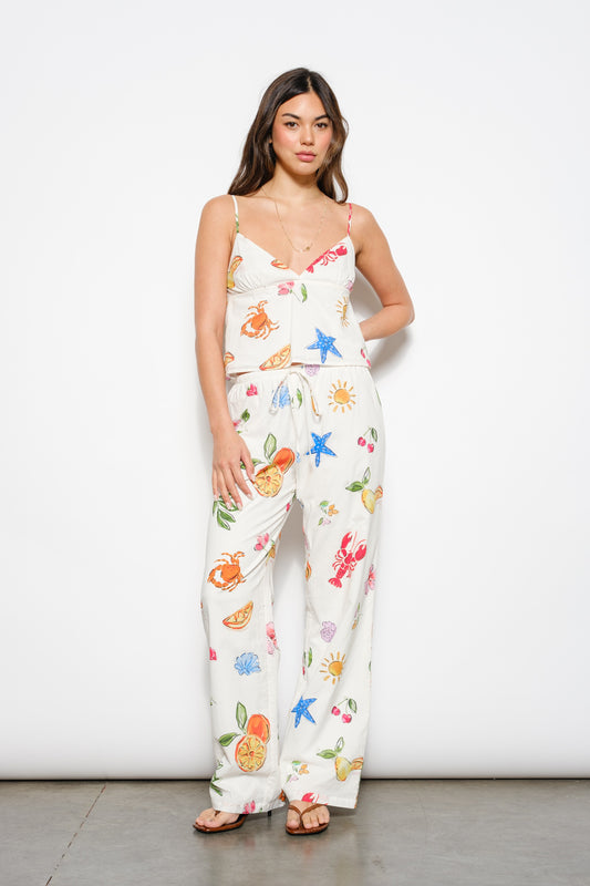 Exclusive Summer Print Drawstring Pants