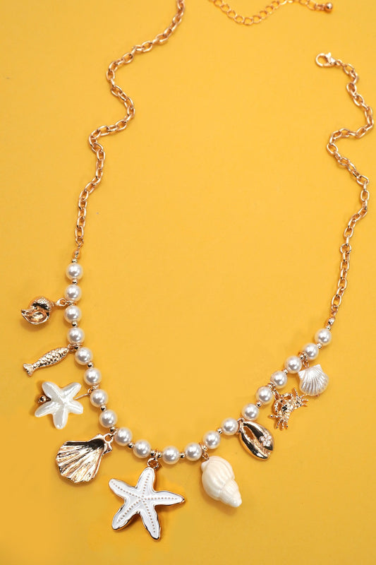 Seashell Starfish Crab Fish Charm Necklace