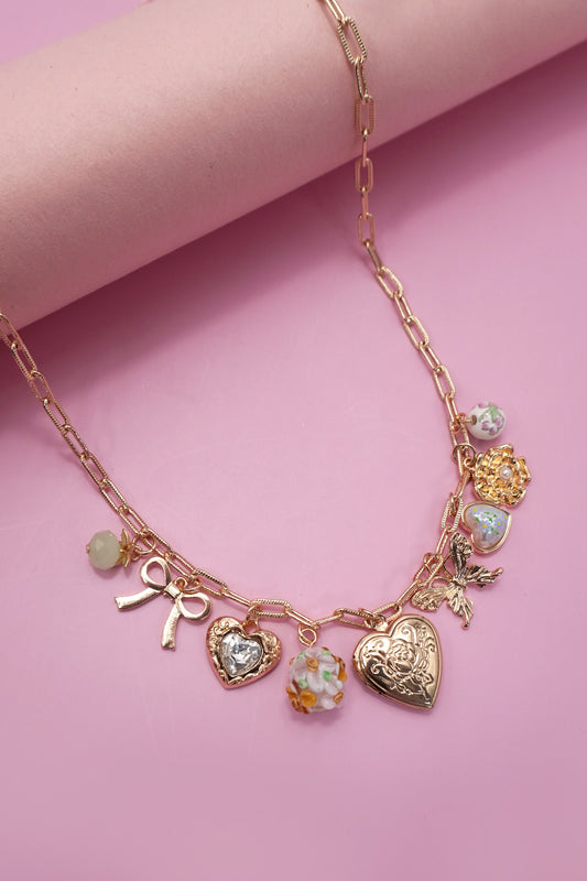 Heart Locket Butterfly Bow Flower