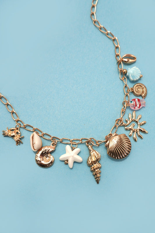 Seashell Locket Puka Fish Sea Life Charm Necklace