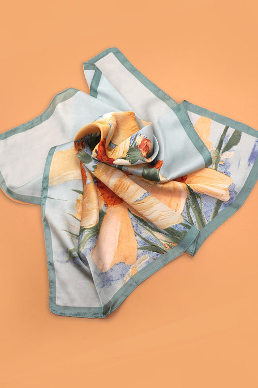 Large Floral Print Bandana Scarf