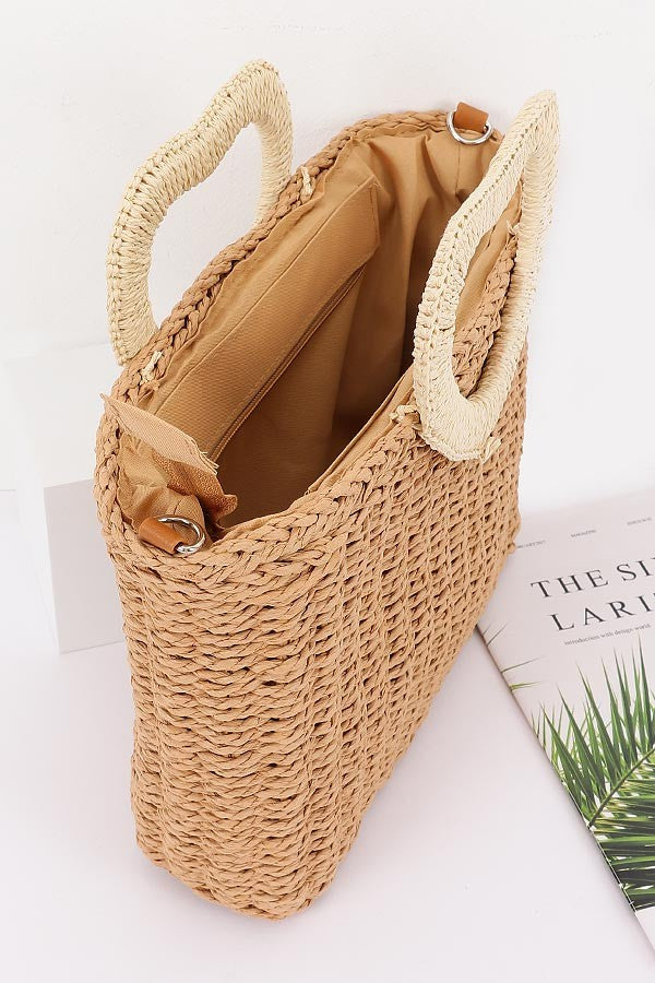 Faux Straw Tote Bag