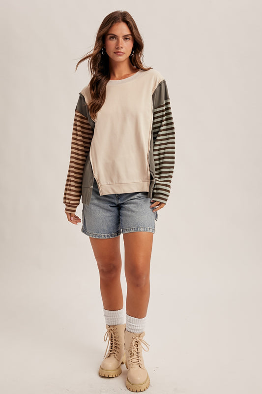 Color Block Dolman Sleeve Knit Top