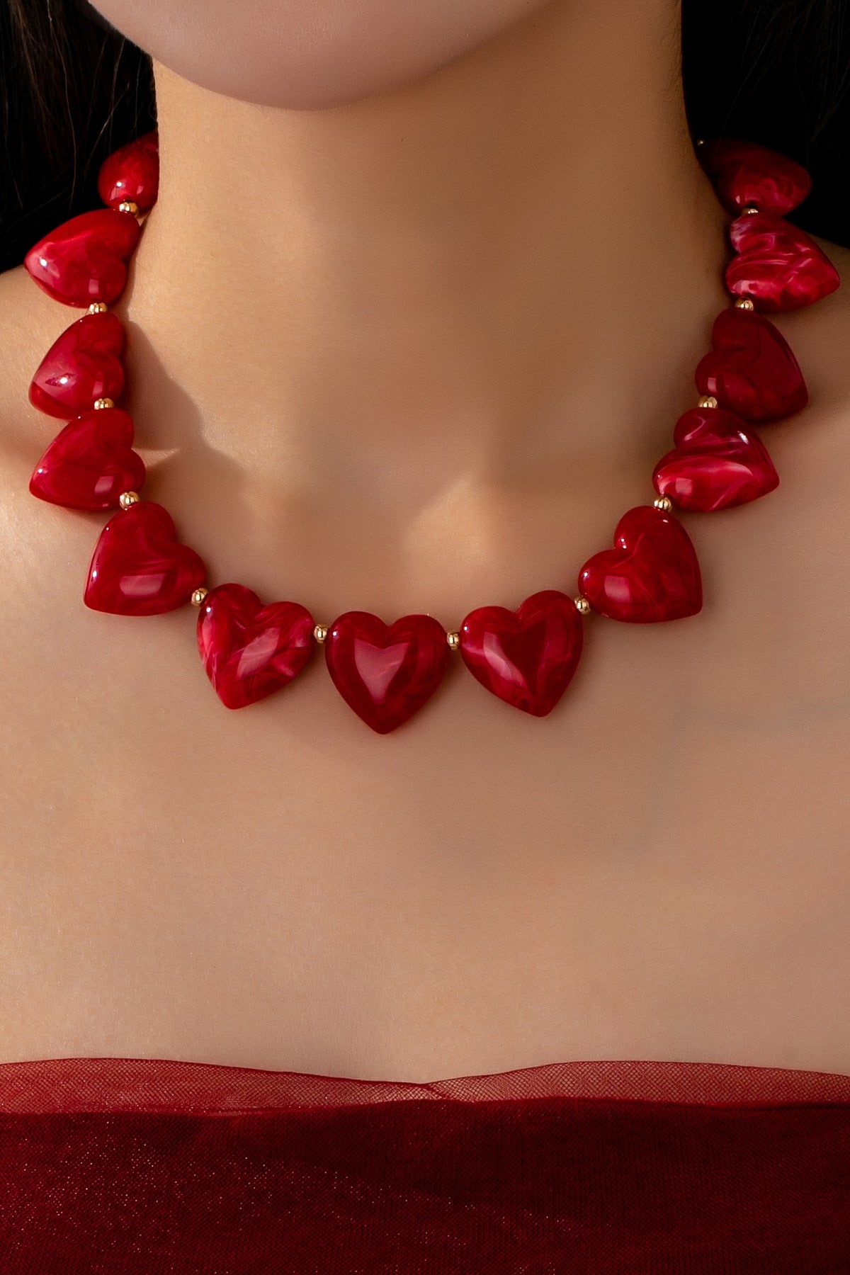 Large Heart Shape Beaded Necklace