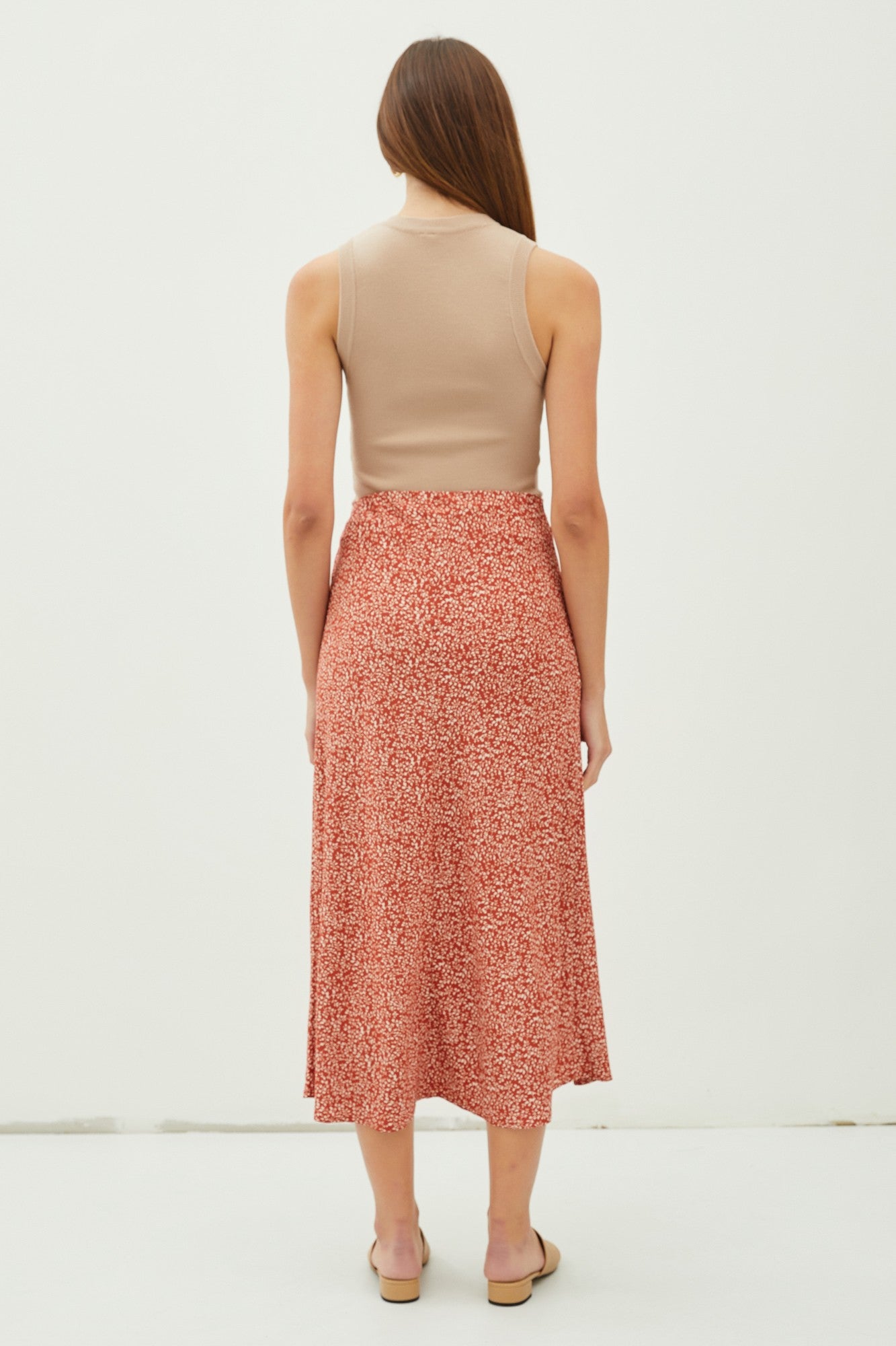 Print Midi Skirt with Elastic Waistband
