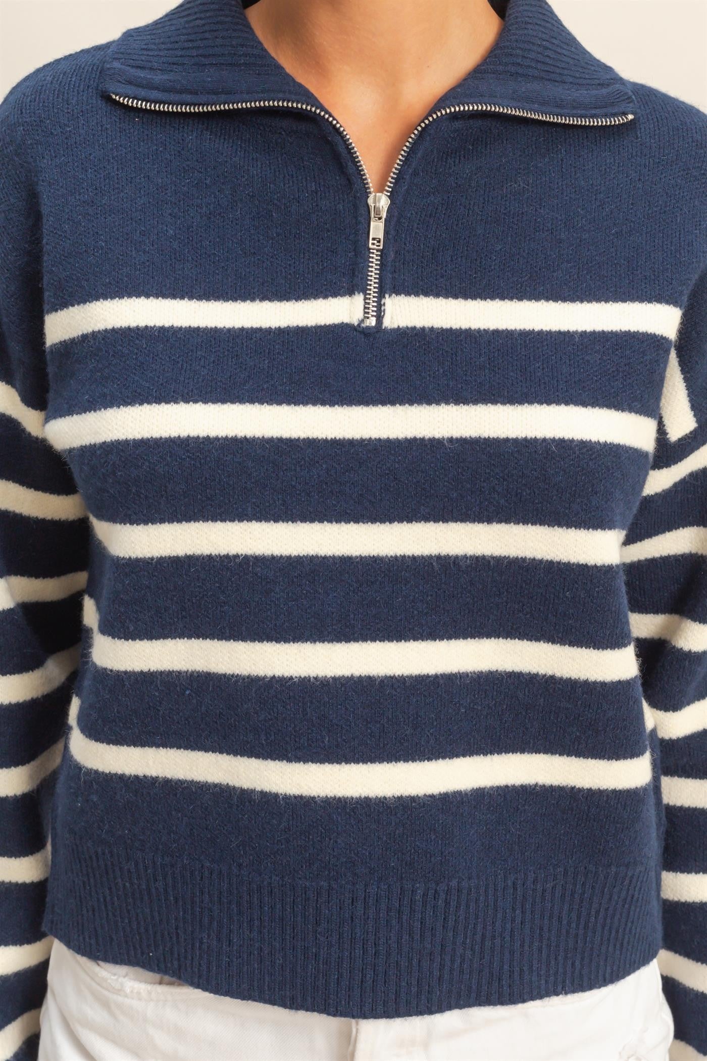 Striped Half Zip Sweater