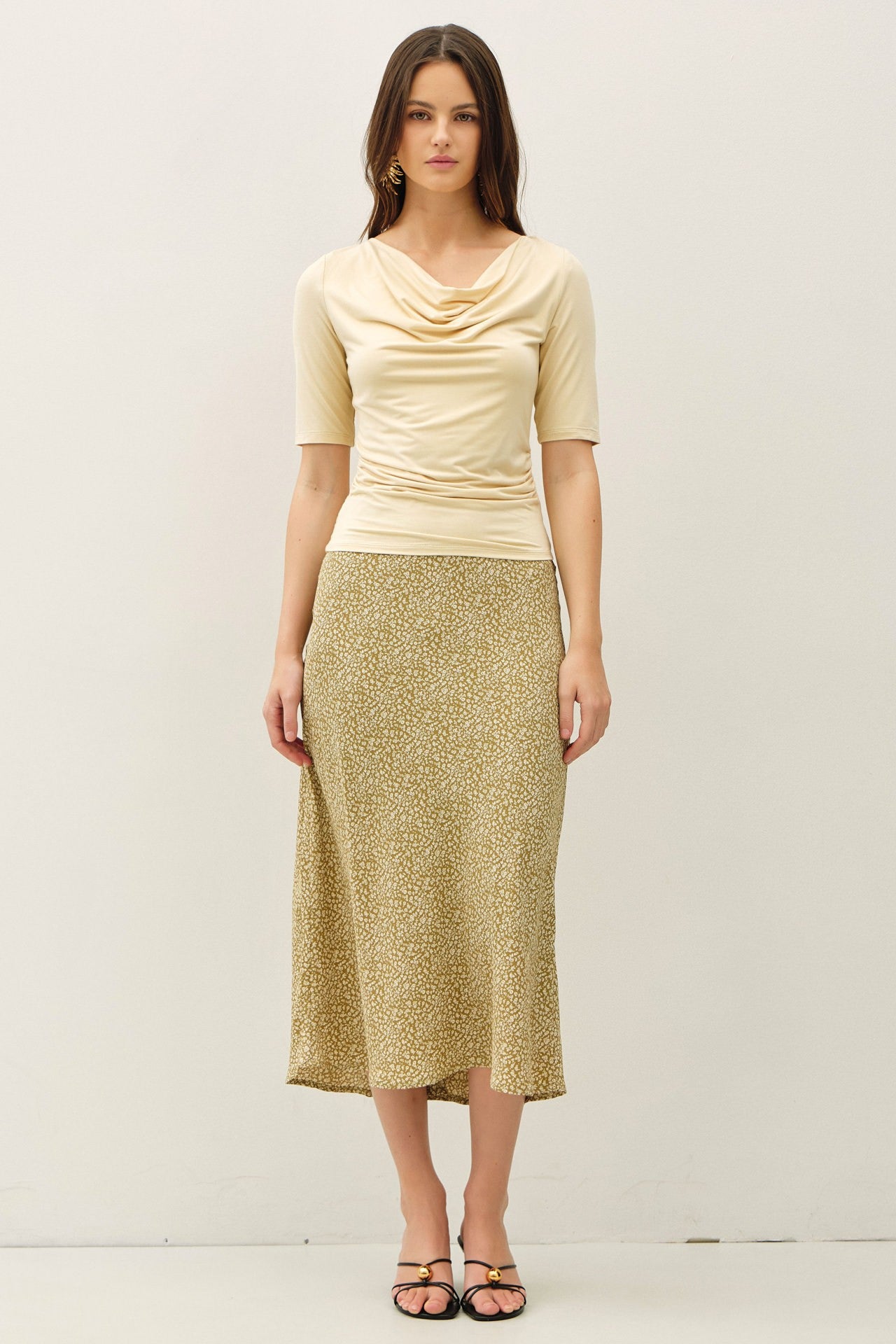 Print Midi Skirt with Elastic Waistband