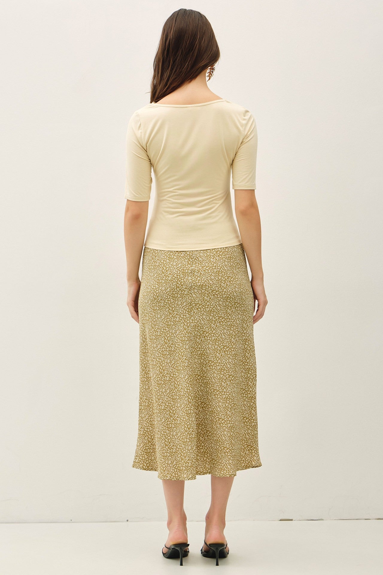 Print Midi Skirt with Elastic Waistband
