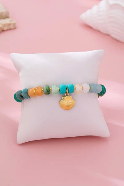 Earth Tone Beaded Shell Bracelet