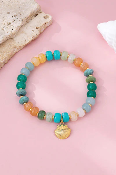 Earth Tone Beaded Shell Bracelet