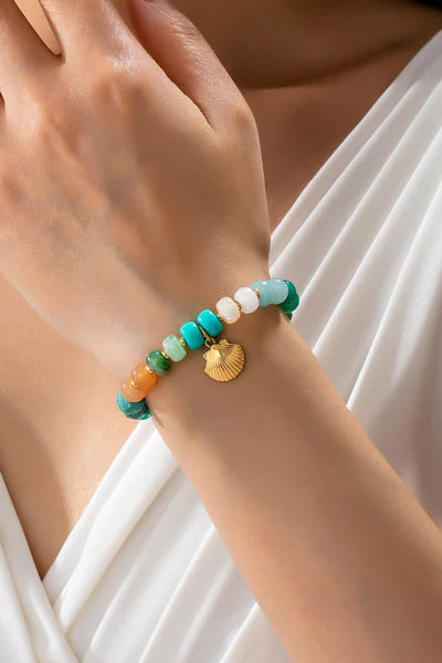 Earth Tone Beaded Shell Bracelet