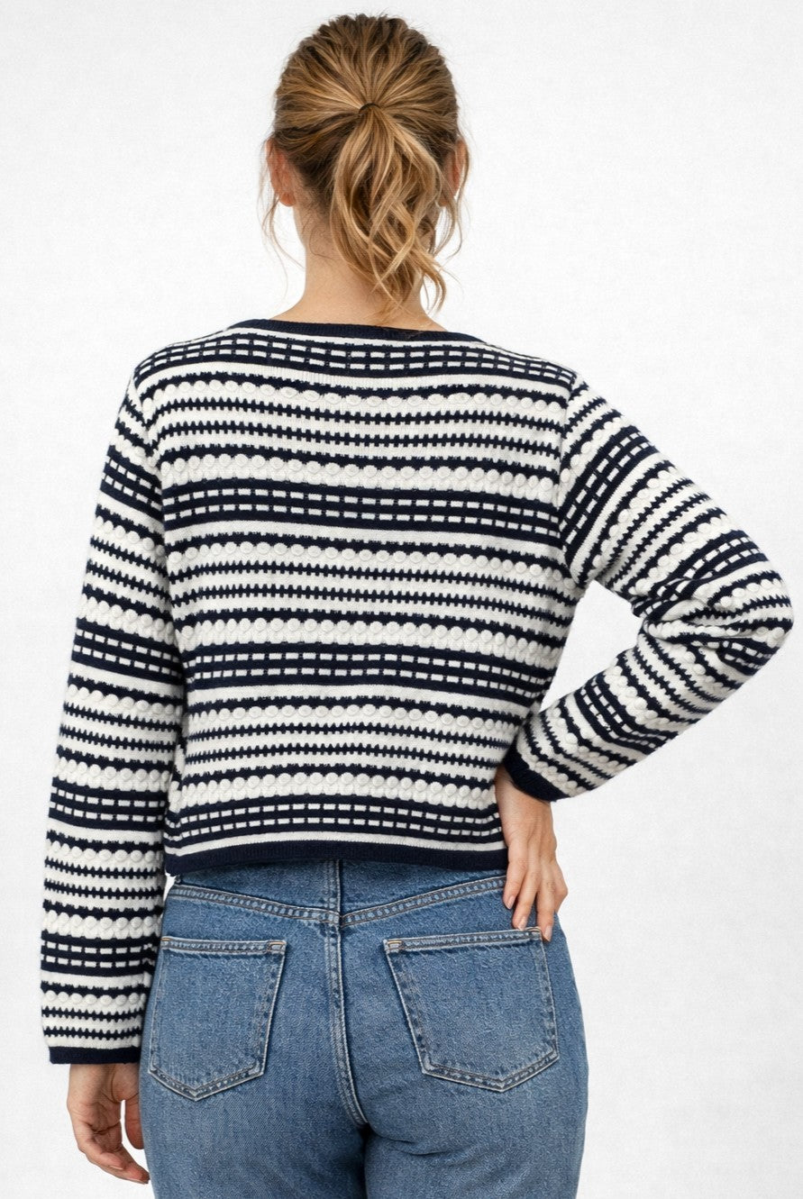 Button Up Striped Cardigan