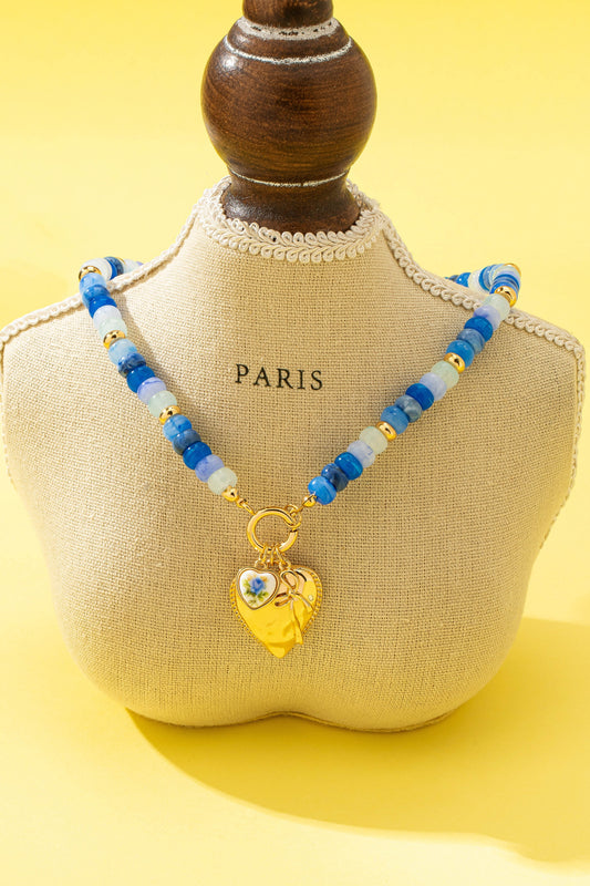 Sweetheart Beaded Porcelain Heart Charm Necklaces