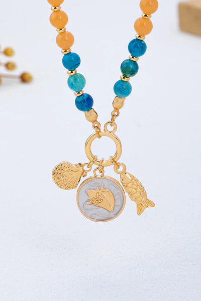 Rainbow Beaded Nautical Charm Necklace