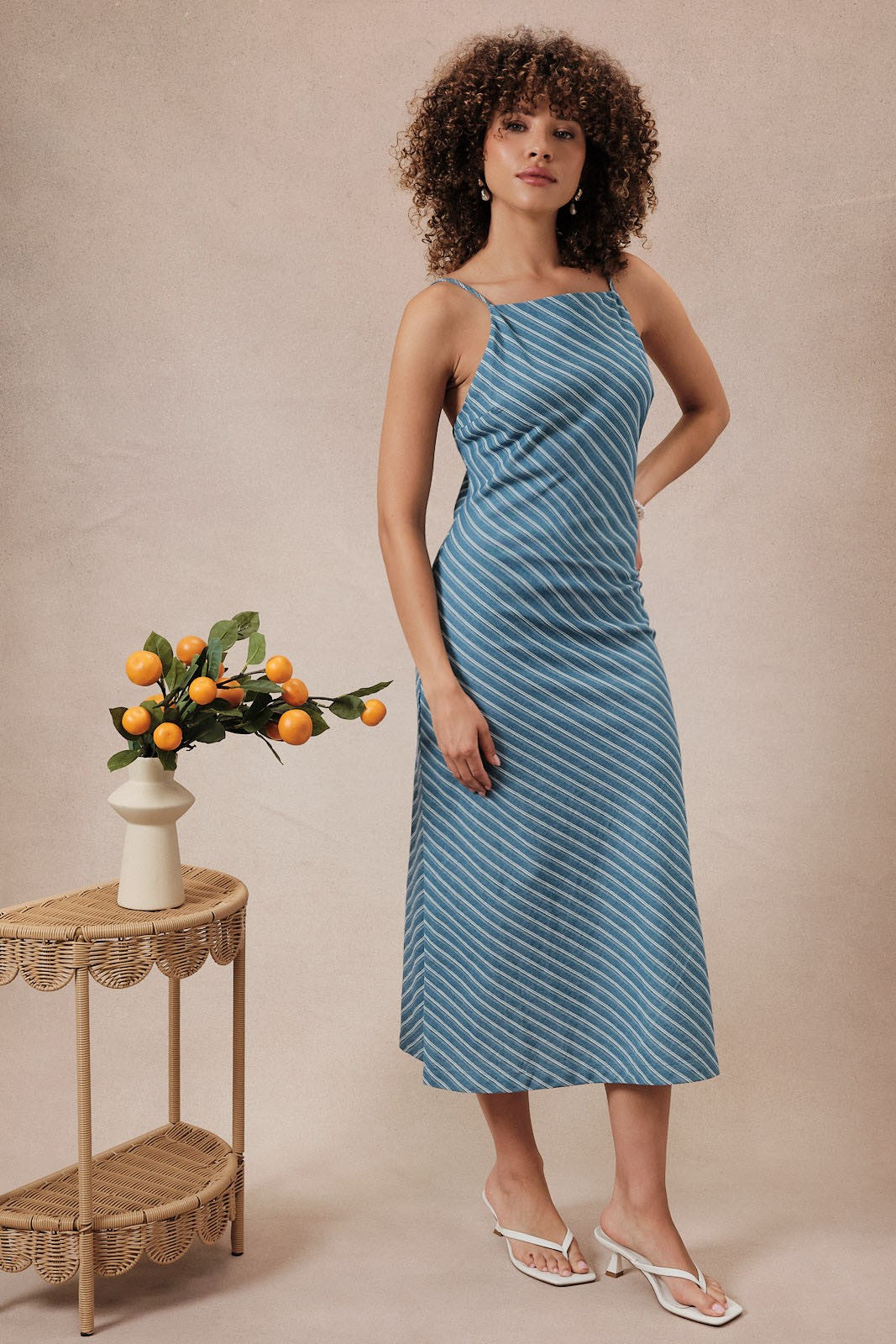 midi bias cut dress Sleeveless Bias Cut Lt Denim Stripe Midi Dress – MG FASHION