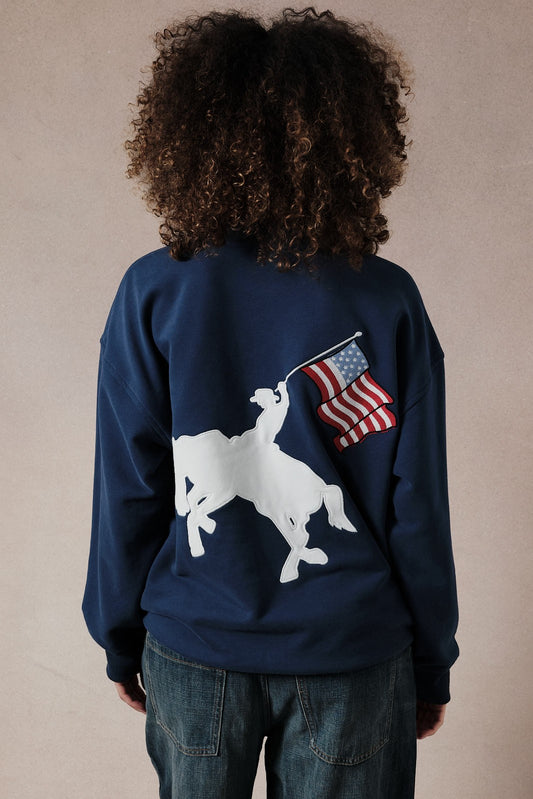 Crew Neck Long Sleeve "freedom" Aplique Sweatshirt