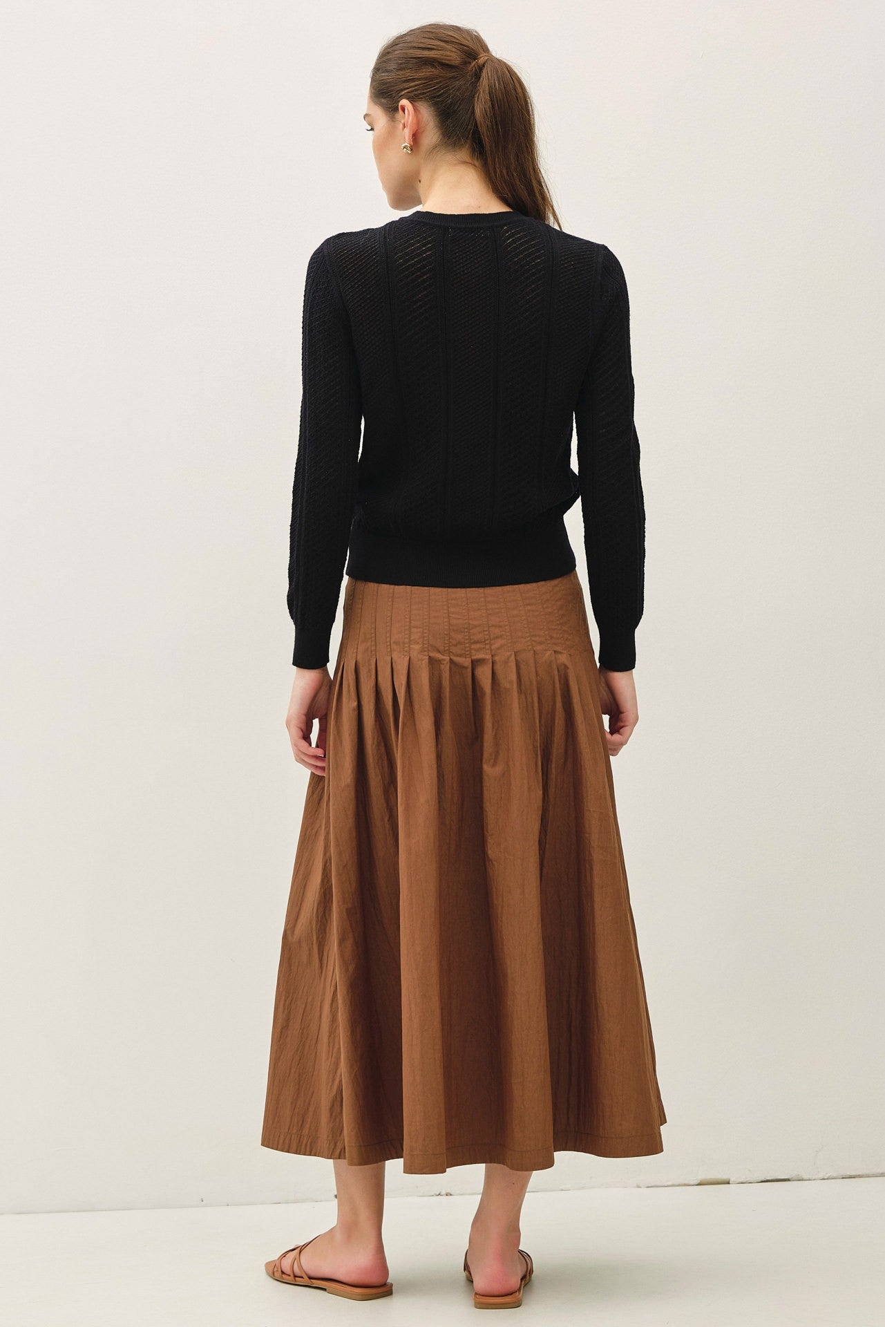 Pointelle Cropped Slim Cardigan