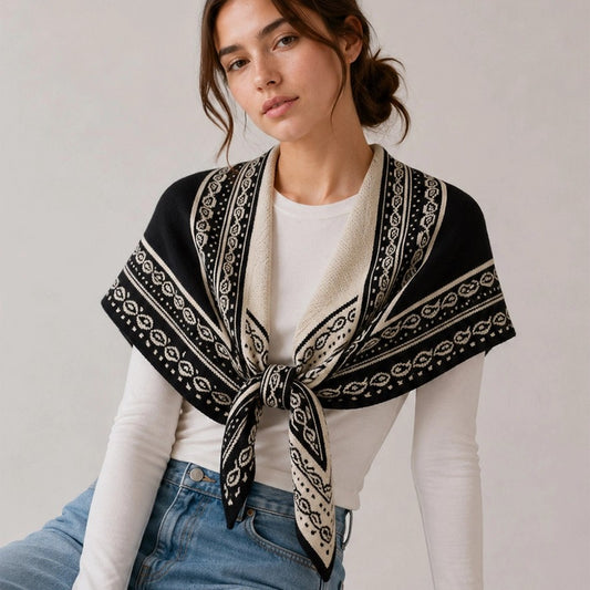 Paisley Knitted Triangle Scarf