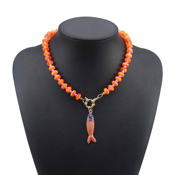 Stainless Steel Tarnish Free Fish Beaded Necklaces
