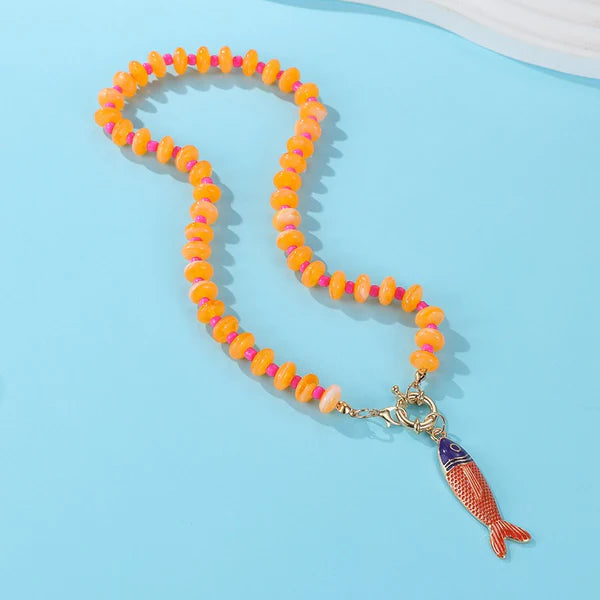 Stainless Steel Tarnish Free Fish Beaded Necklaces