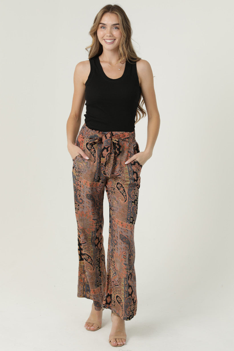 Wide Leg Pants w/ Self Tie