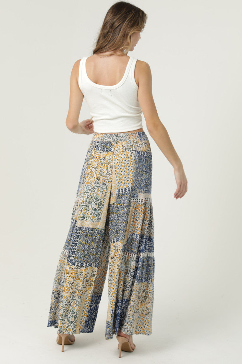 Wide Leg Pants w/ Lace Inserts