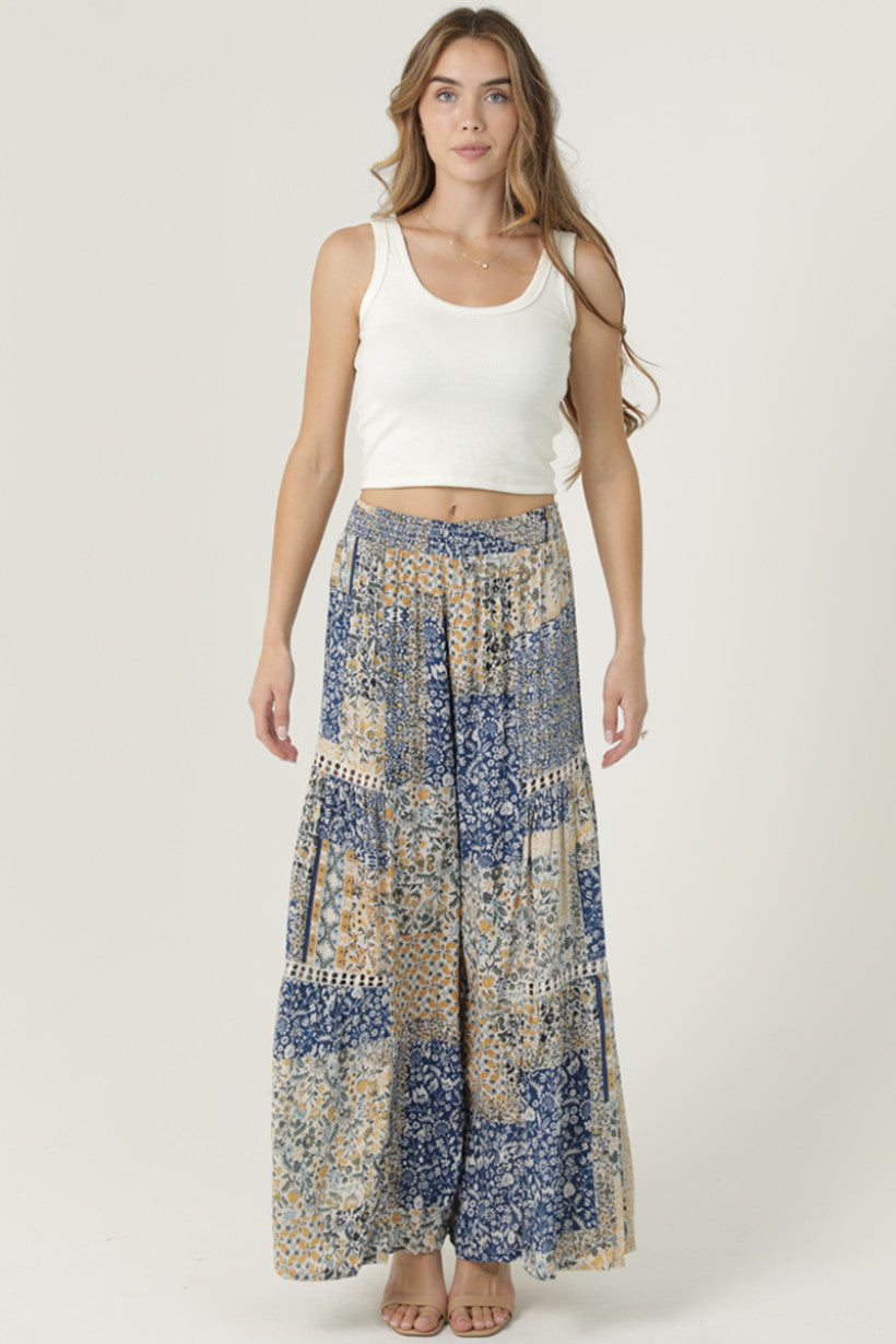 Wide Leg Pants w/ Lace Inserts
