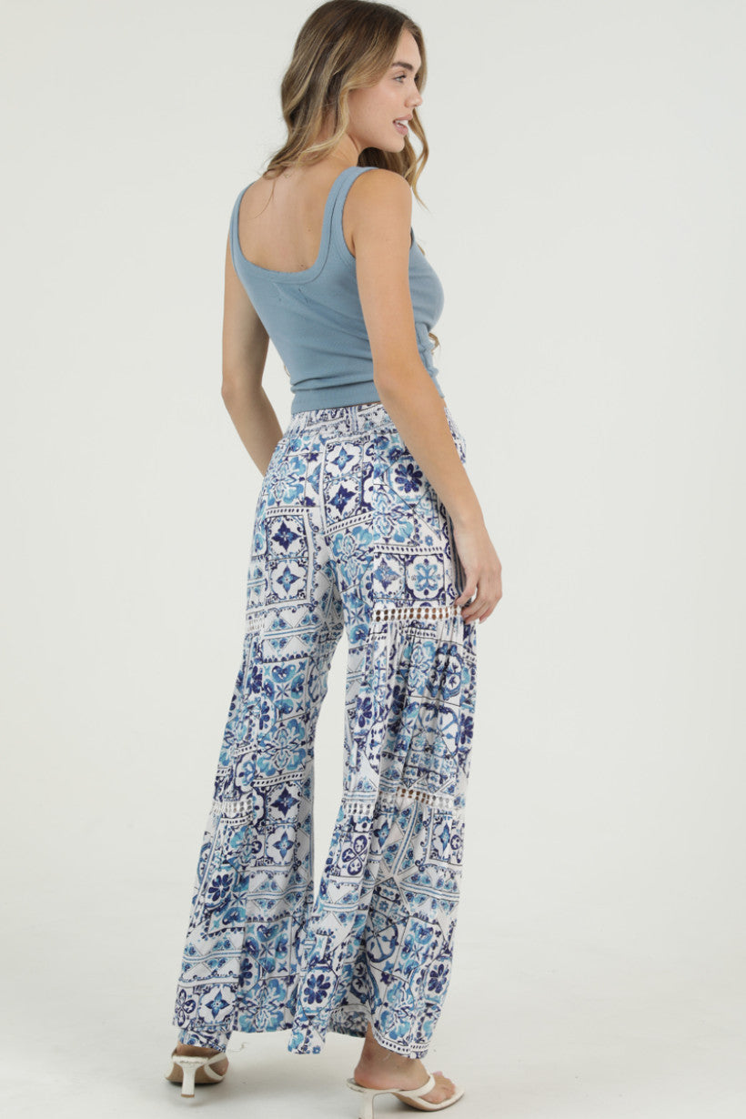 Printed Wide Leg Pants