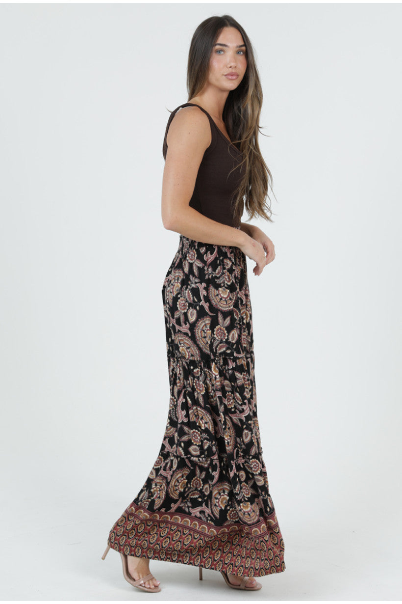 Floral Wide Leg Pants w/ Ruffles