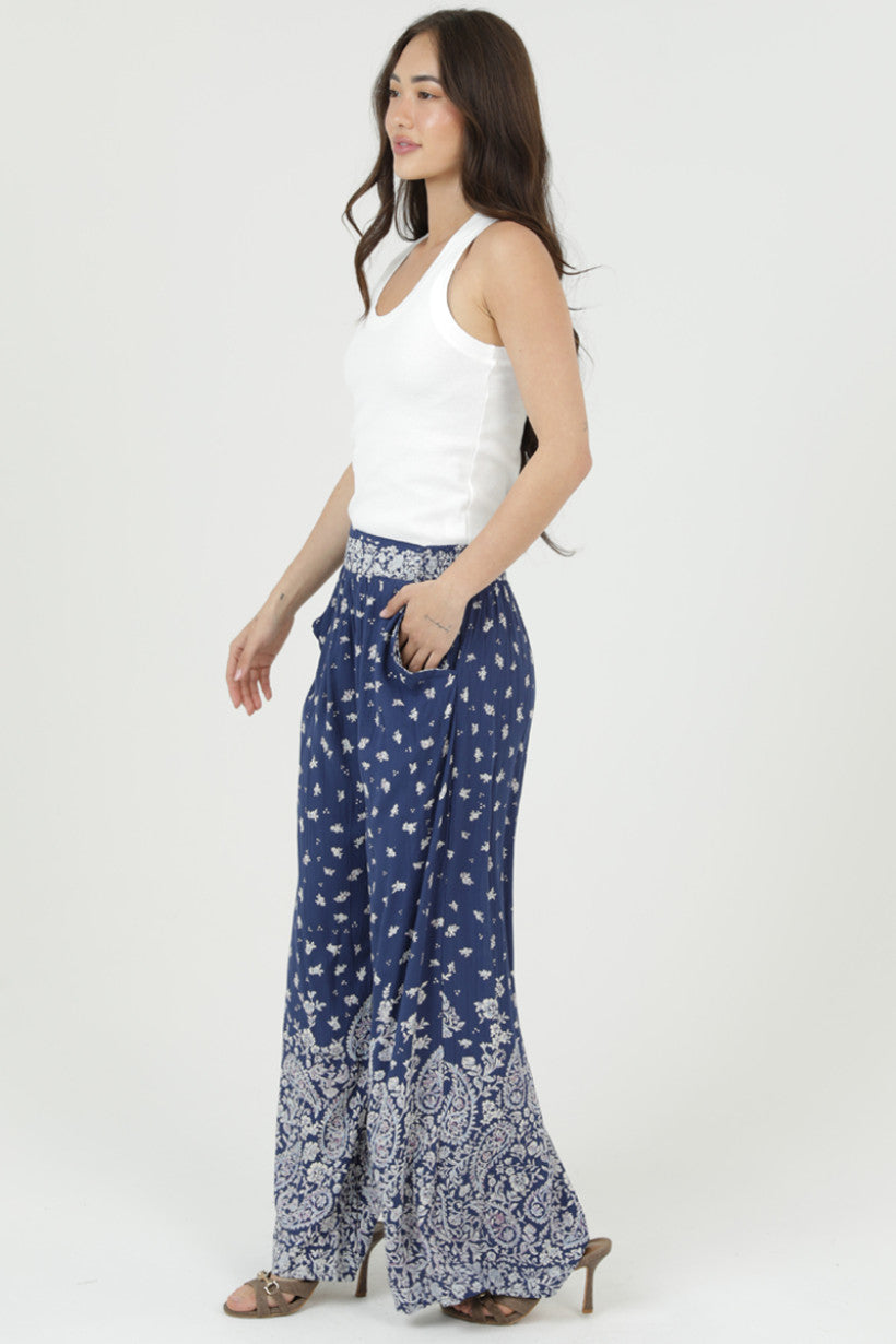 Lace Elastic Waist Bell Bottom Pants