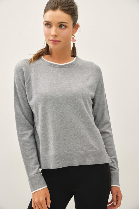 Double Layered Look Raglan Sweater Top