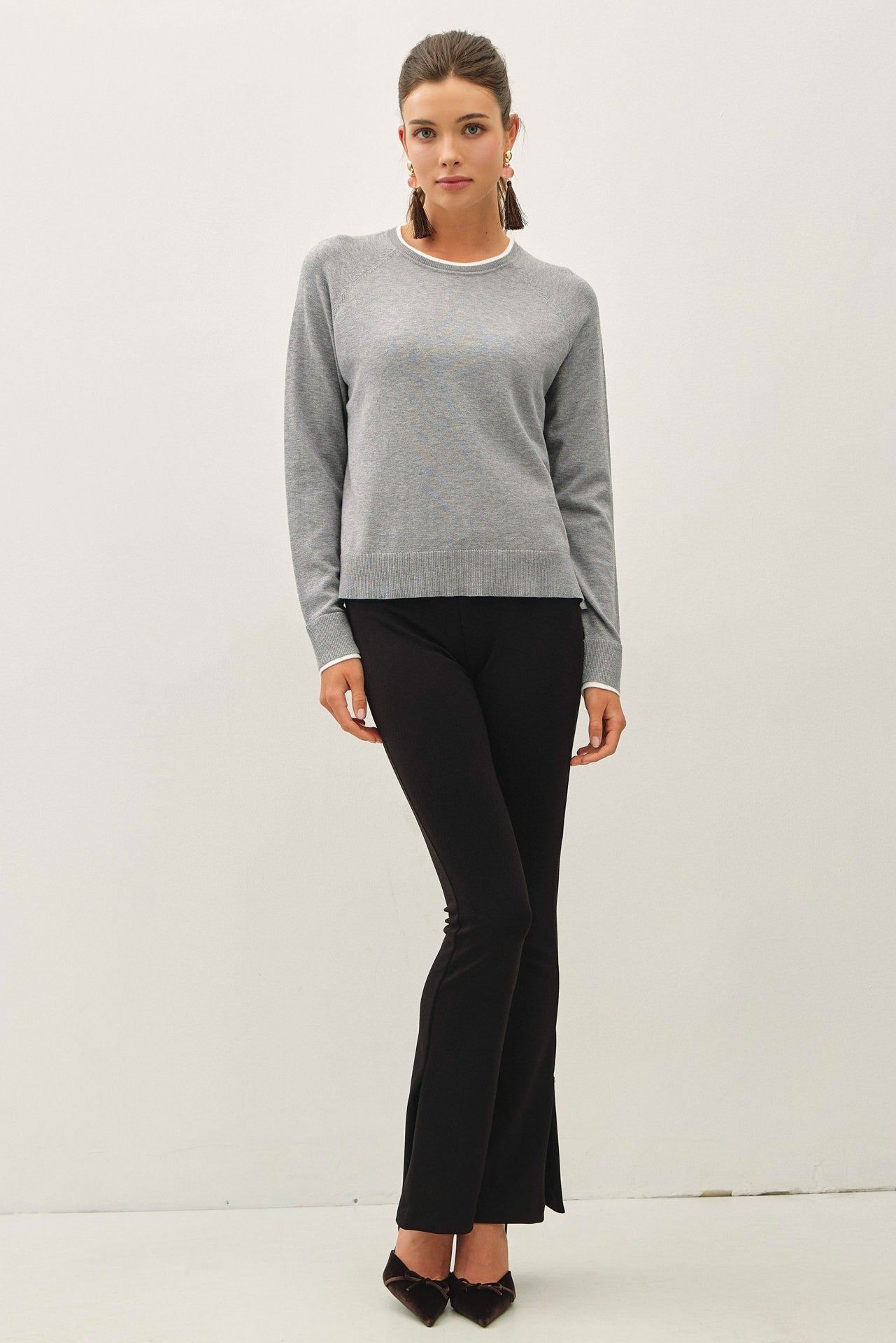 Double Layered Look Raglan Sweater Top