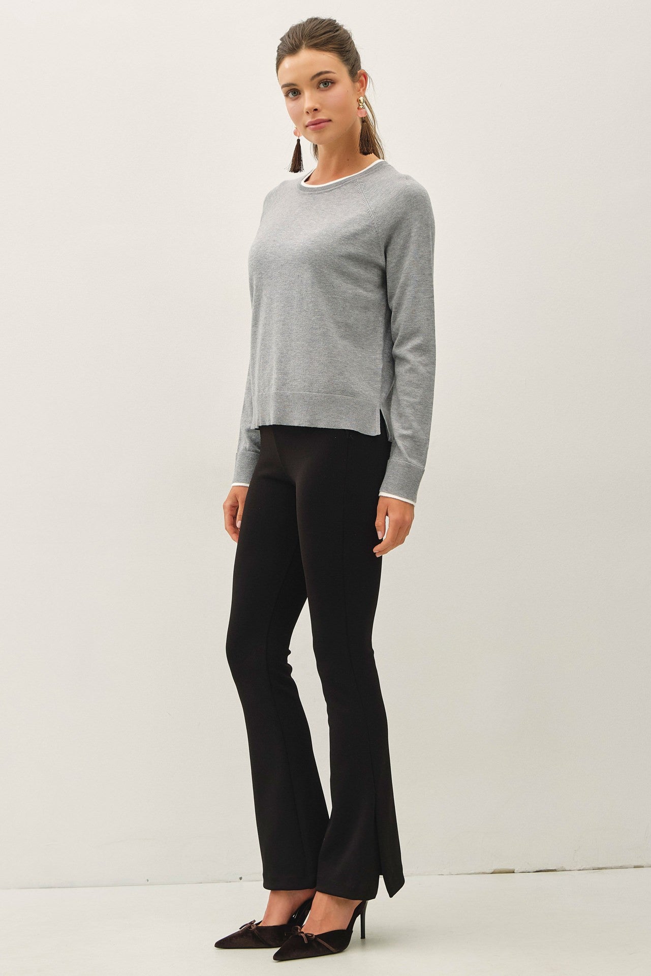 Double Layered Look Raglan Sweater Top