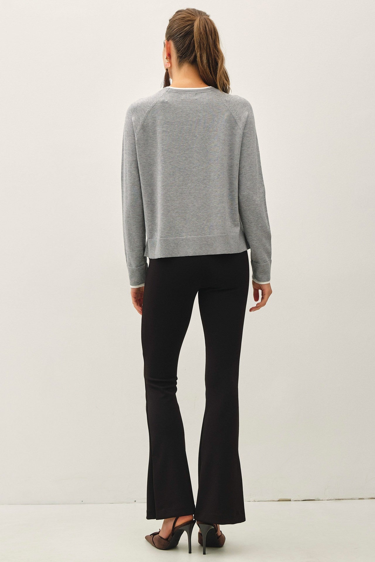 Double Layered Look Raglan Sweater Top