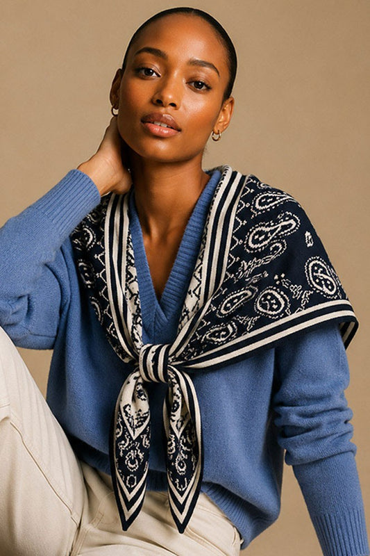 Paisley Knitted Triangle Scarf Wrap