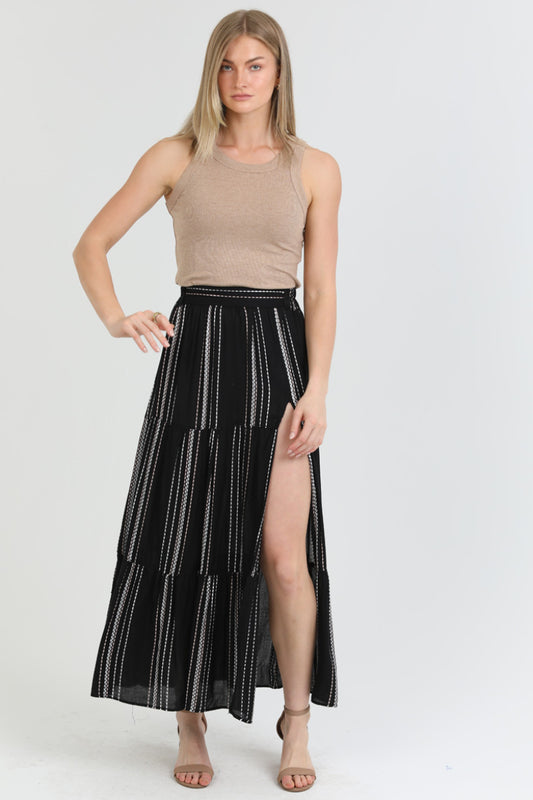 Long Tiered Skirt w/Slits