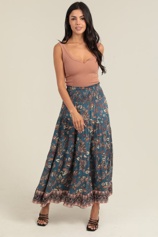 Tiered Skirt w/ Smocked Waistband