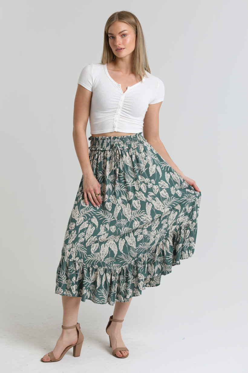 Ruffle Hem Maxi Skirt