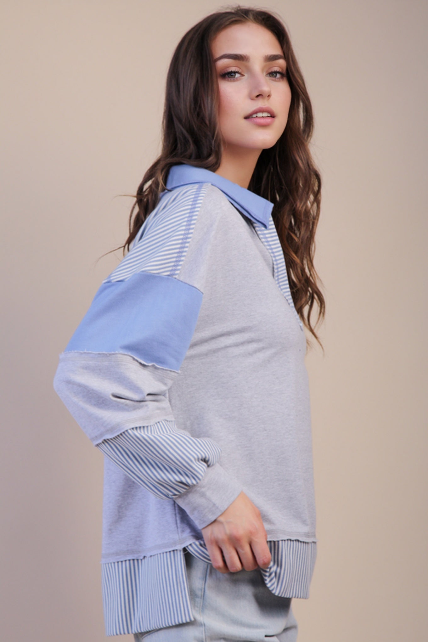 Color Block Solid & Stripe Casual Knit Top