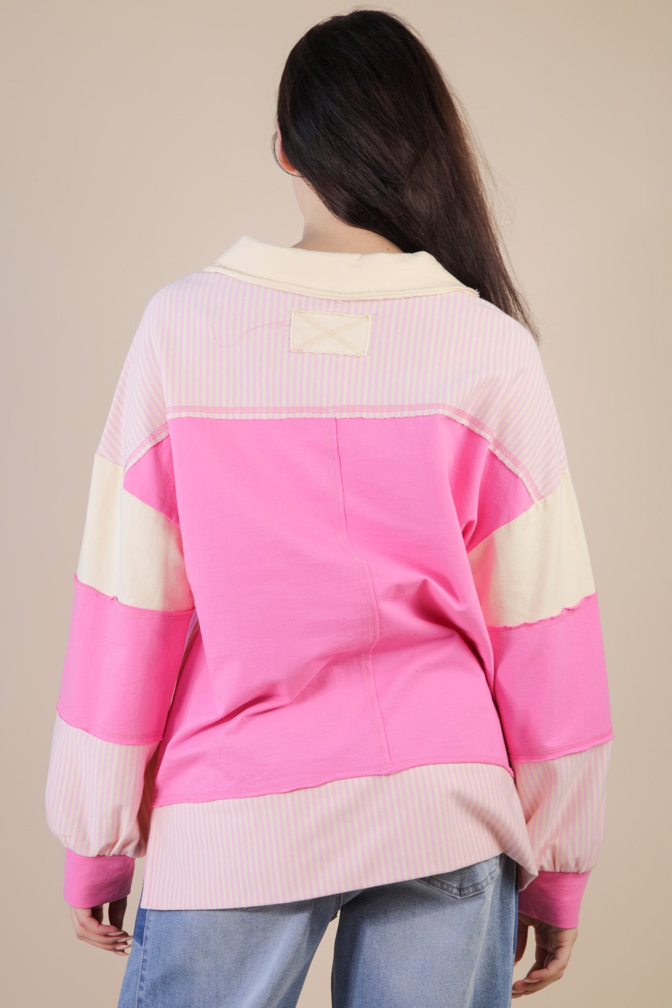 Color Block Solid & Stripe Casual Knit Top