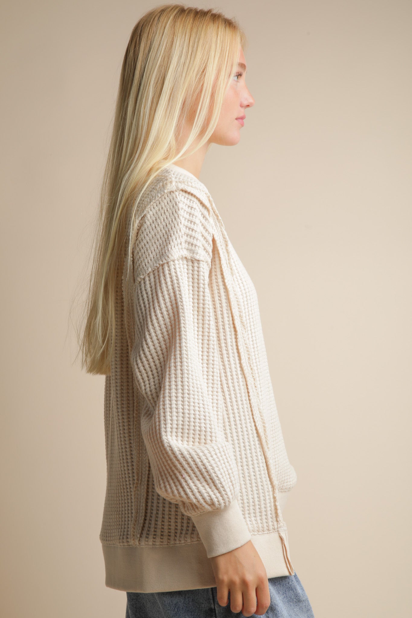 Oversized Waffle Knit Casual Top