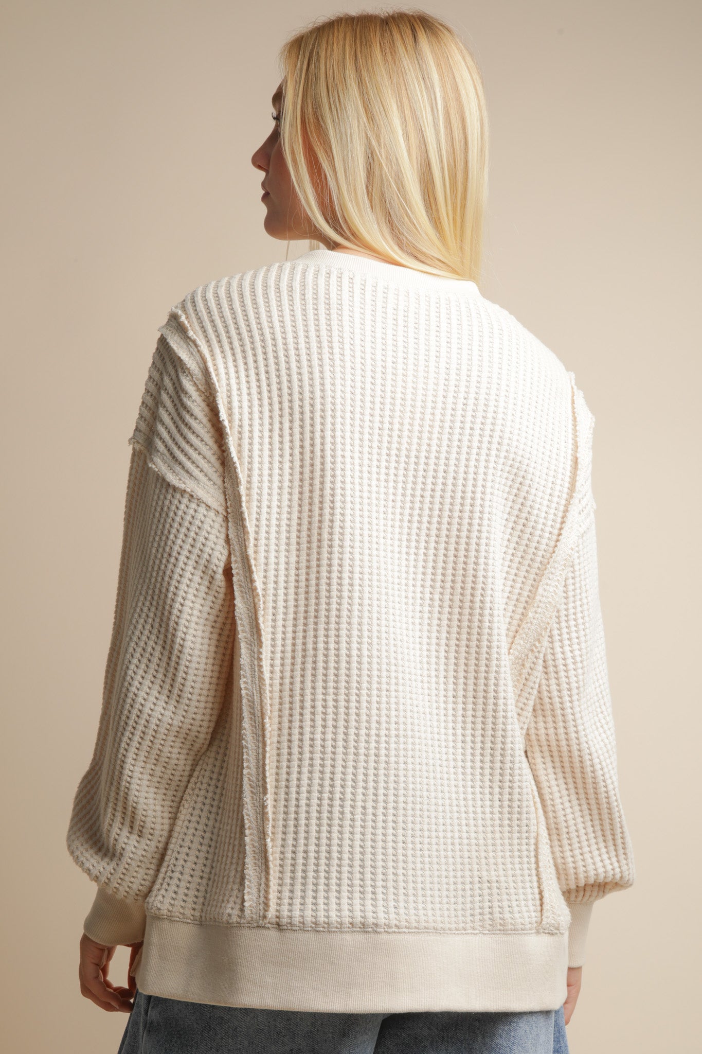 Oversized Waffle Knit Casual Top