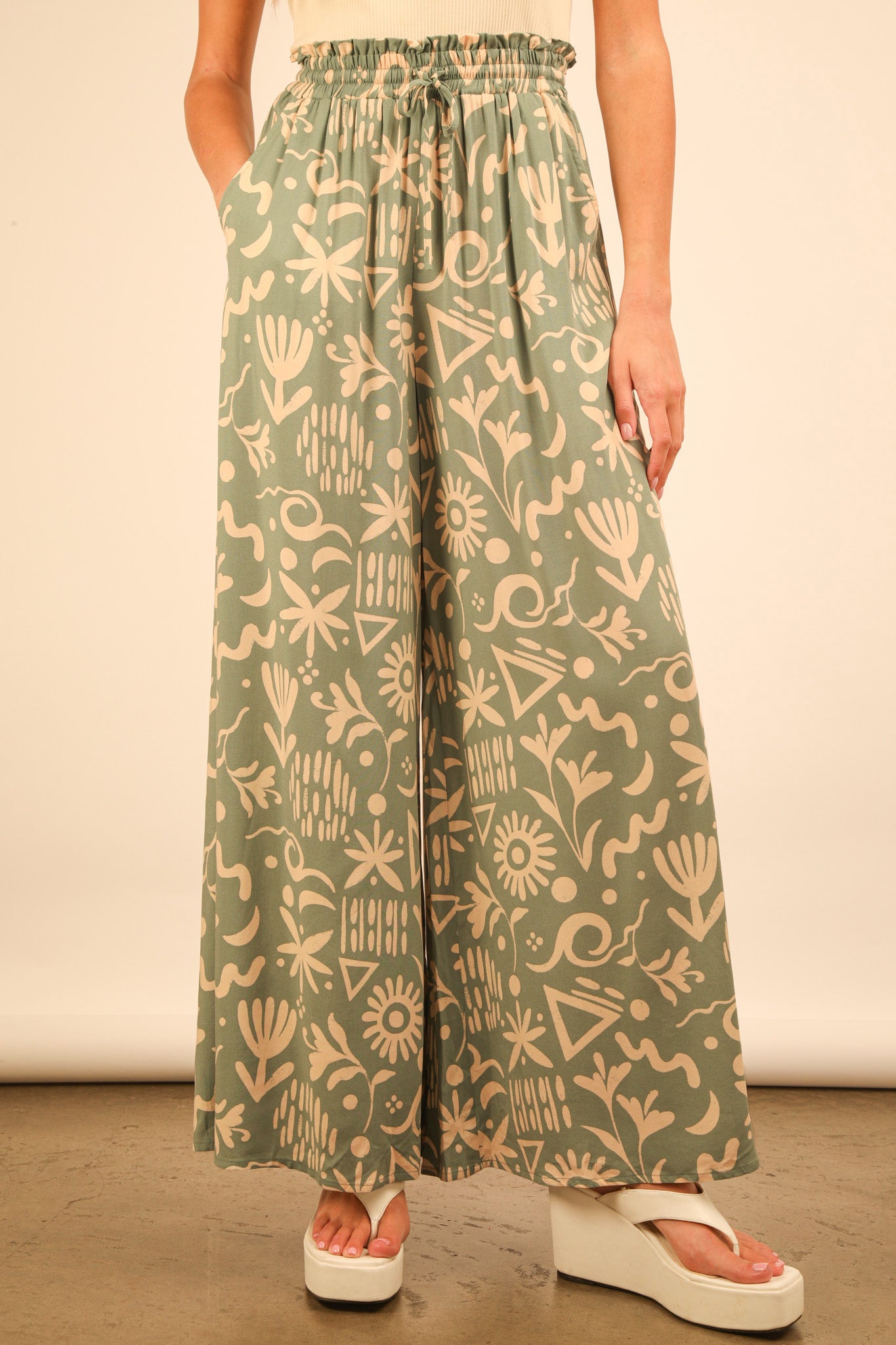 Printed Wide Leg Long Pant