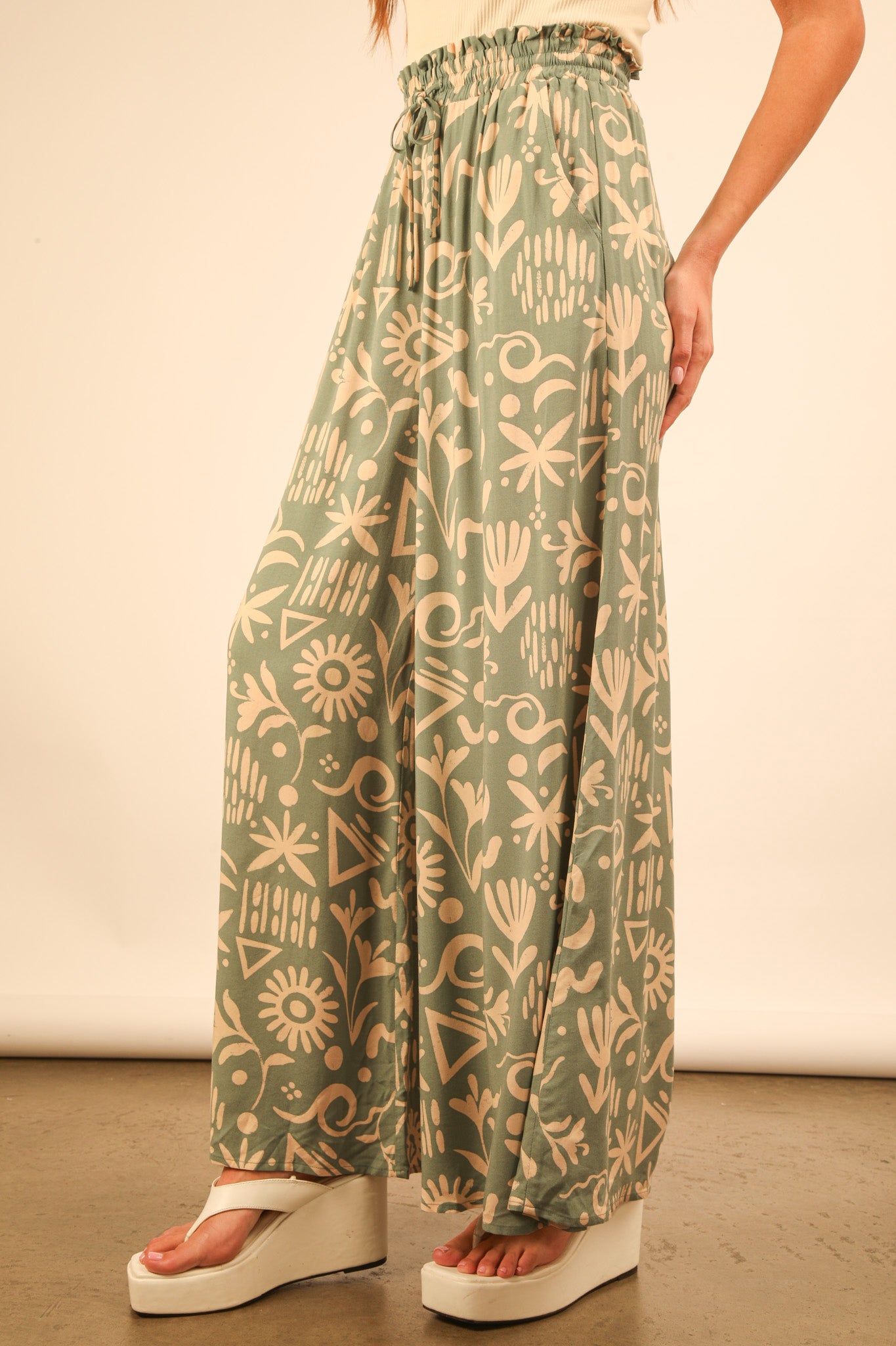 Printed Wide Leg Long Pant