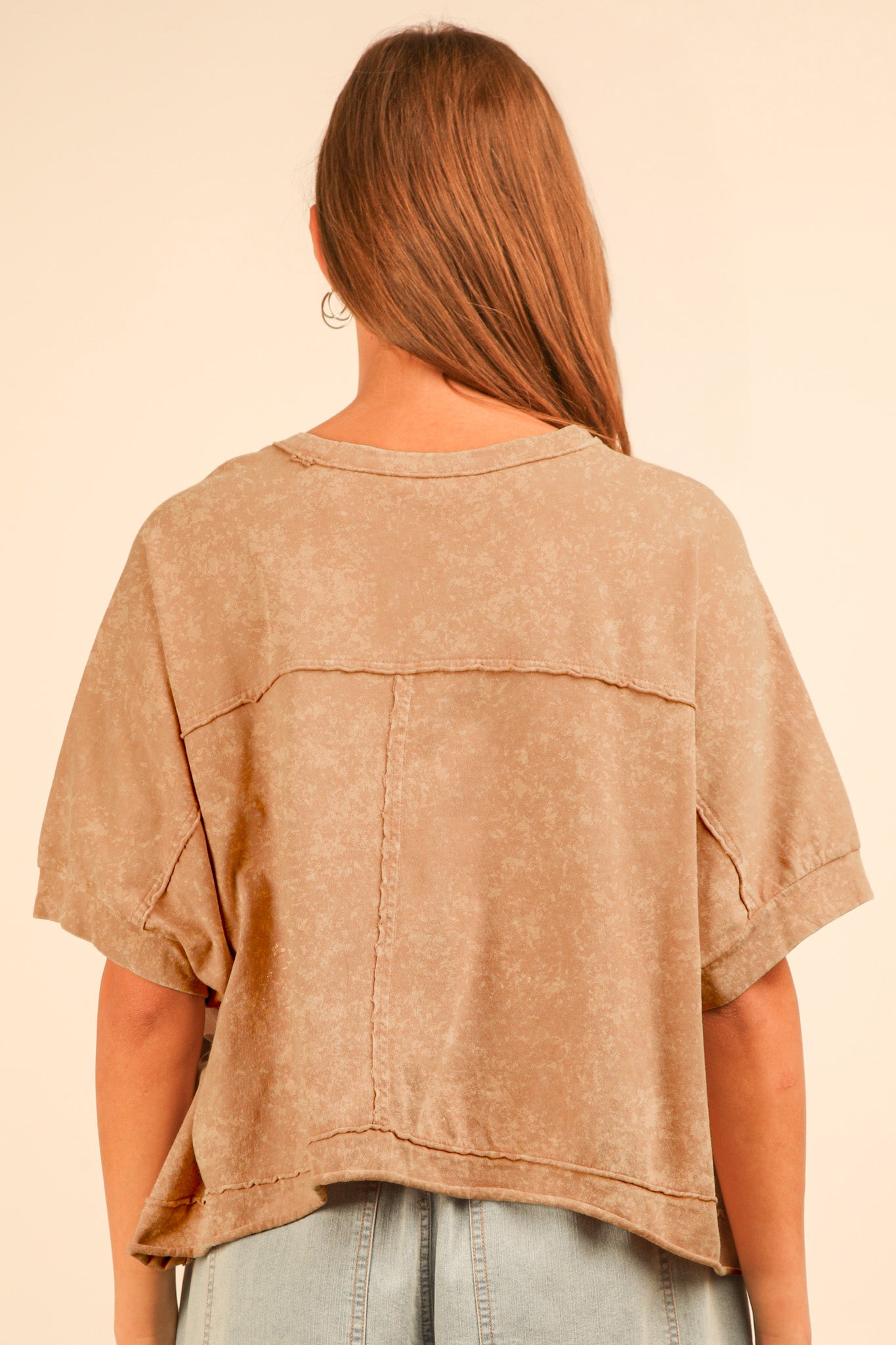 Mineral Washed Oversized Crop Knit Top